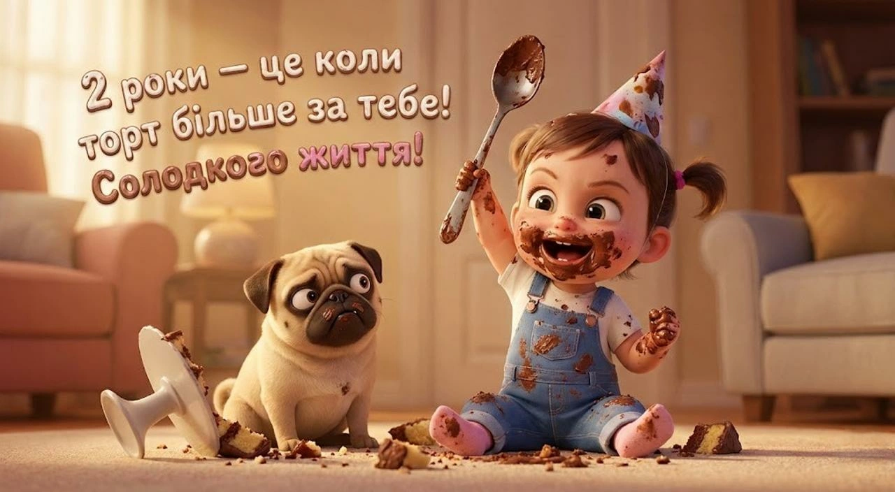 Привітання з днем народження внучки на 2 роки
