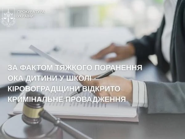 Трагедія у гімназії на Кіровоградщині: через травму ока дитини розпочато кримінальне розслідування