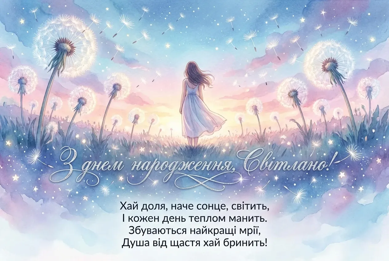 листівка з днем народження світлана