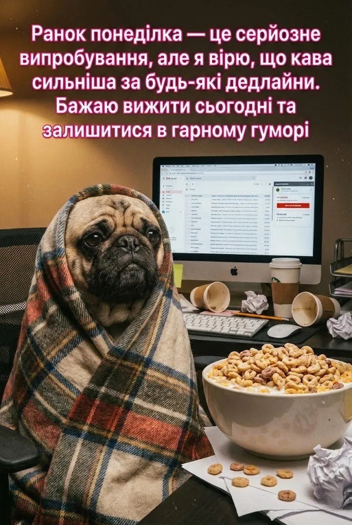 Доброго ранку понеділка: найкращі картинки та душевні побажання для натхненного початку тижня