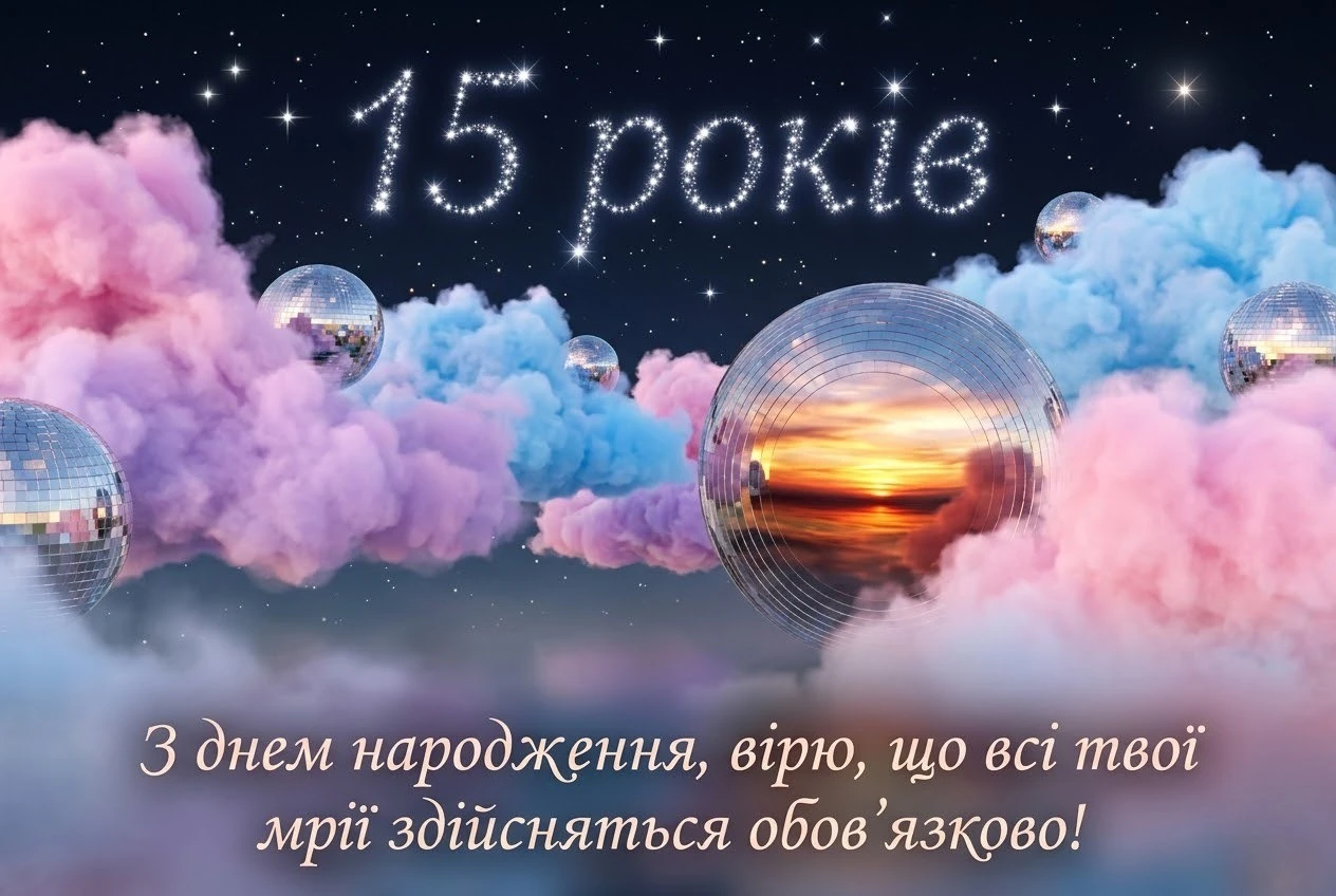 15 років — особлива дата: яскраві листівки та щирі слова для дівчини