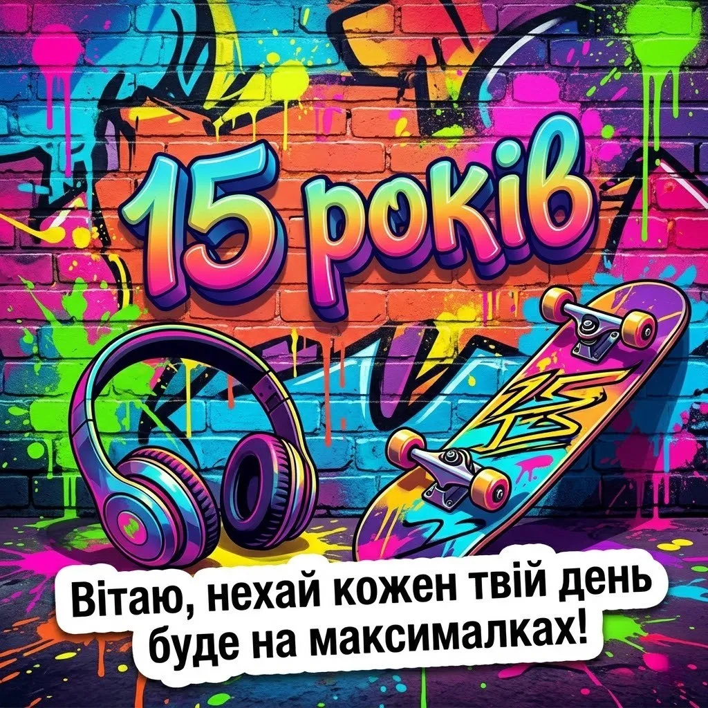 15 років — особлива дата: яскраві листівки та щирі слова для дівчини