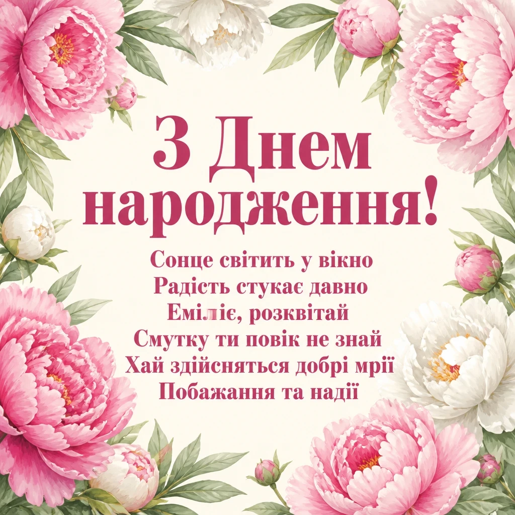 з днем народження емілія