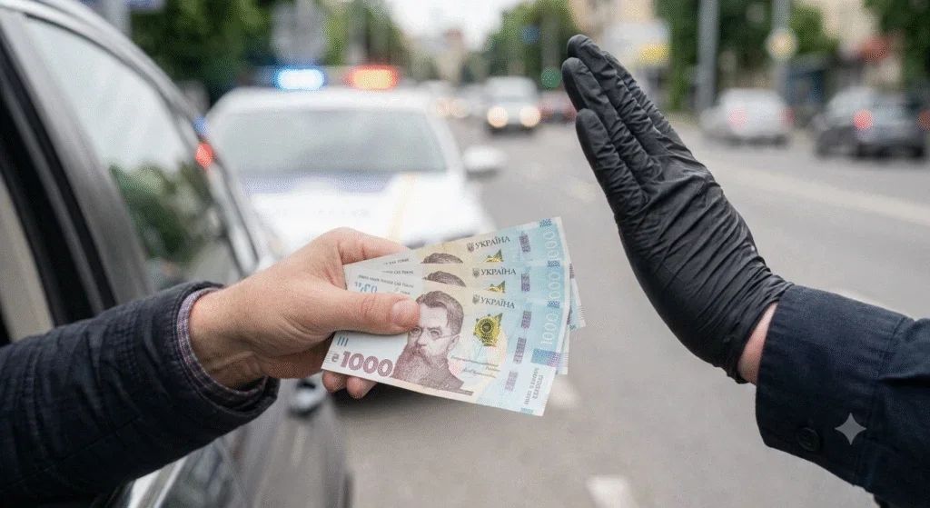 Хабар замість документів: на Кіровоградщині водія оштрафували за спробу відкупитися від поліції